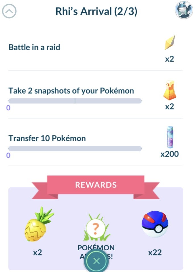 Pokémon Go Rhi's Arrival research tasks, steps and rewards